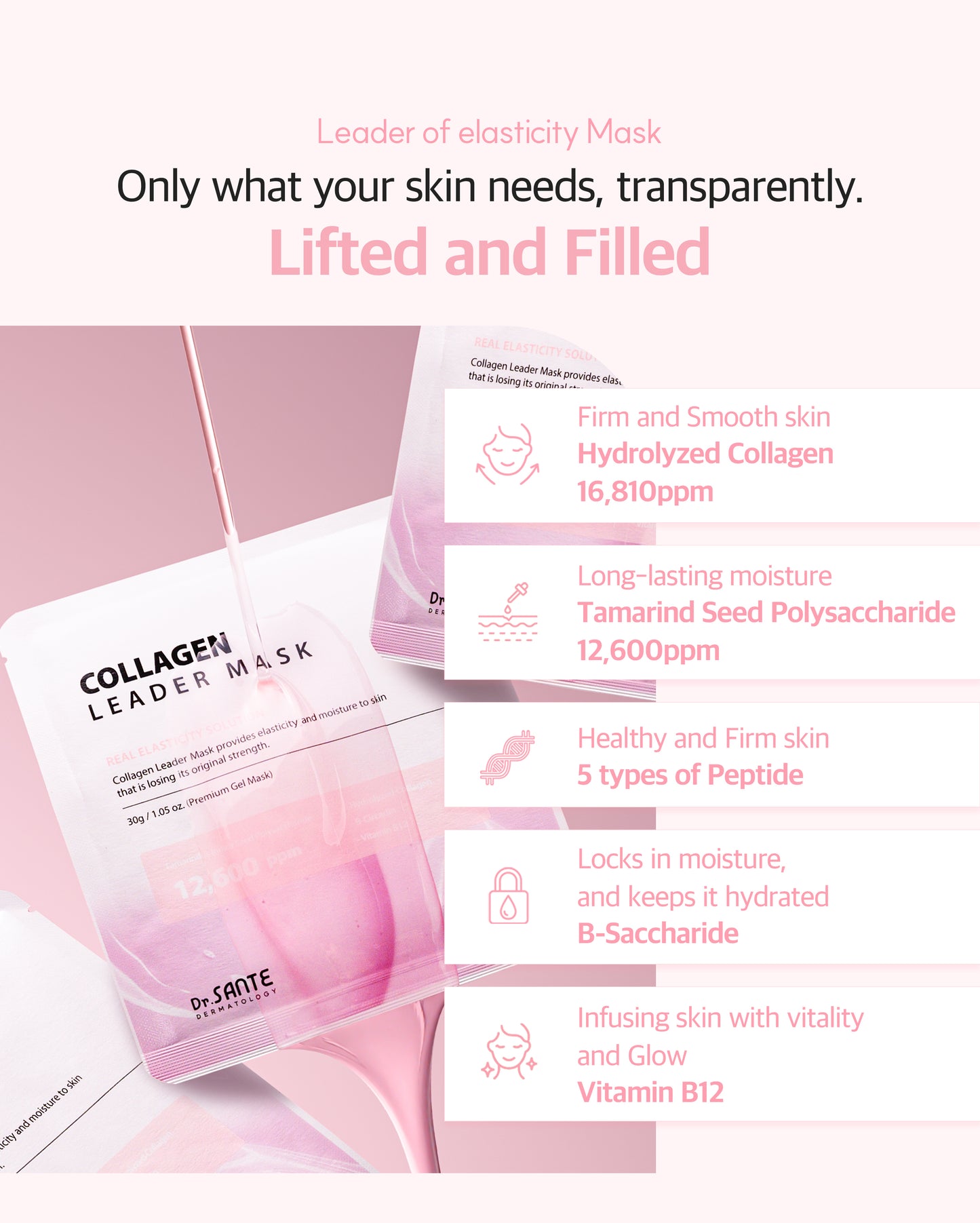 Dr. Sante Collagen Leader Mask 30g × 10 Sheets