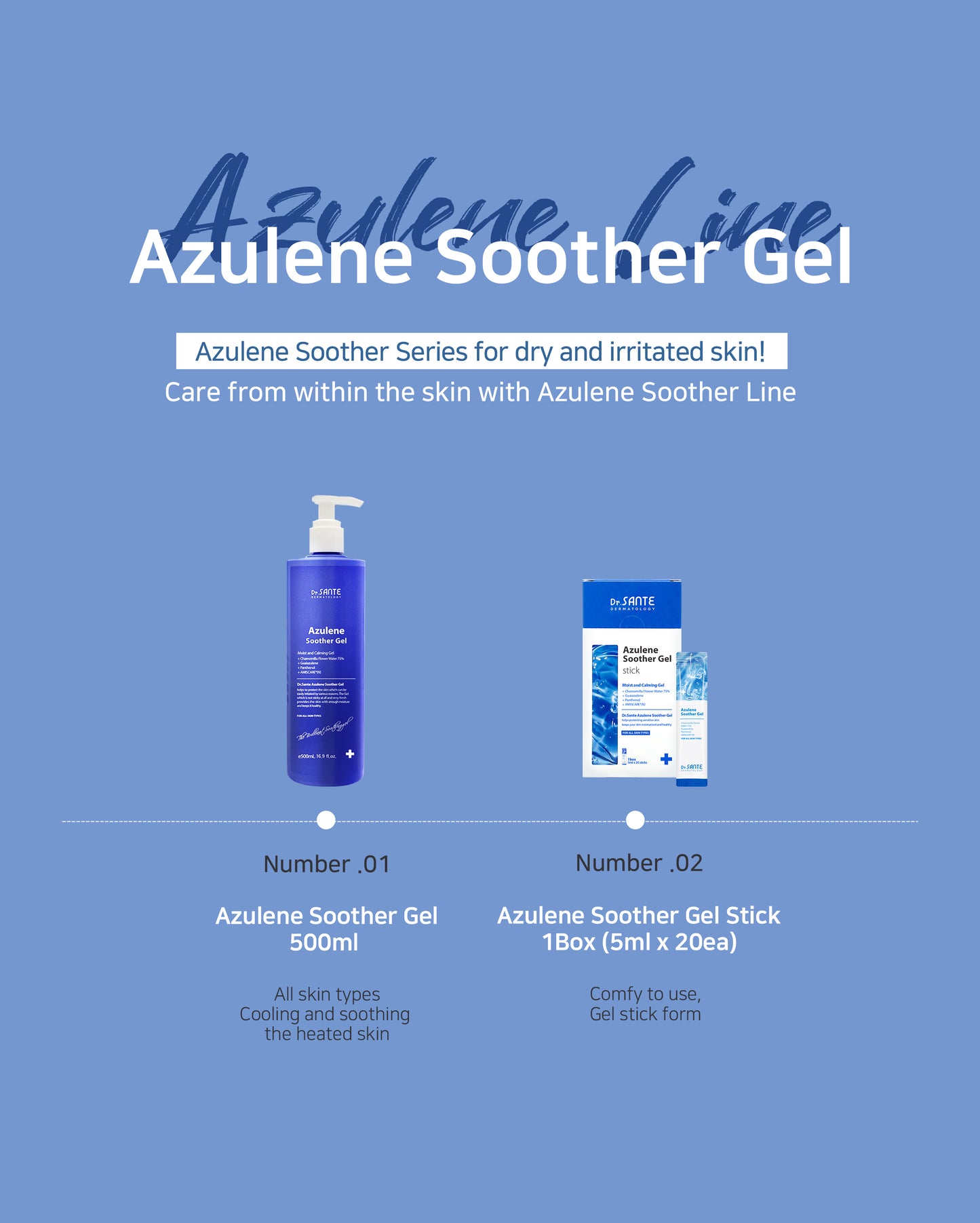 Dr. Sante Azulene Soother Gel 5ml*20sticks / 200ml / 500ml
