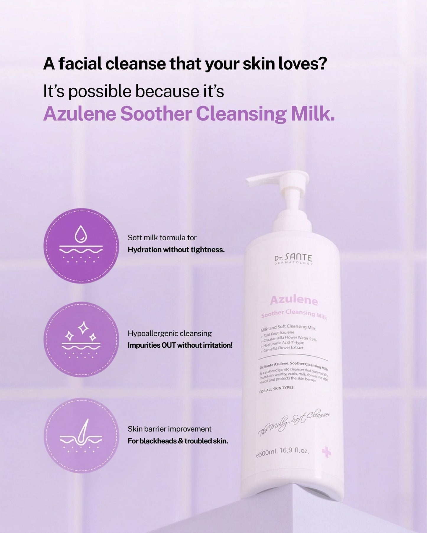 Dr. Sante Azulene Soother Cleansing Milk 200ml/500ml