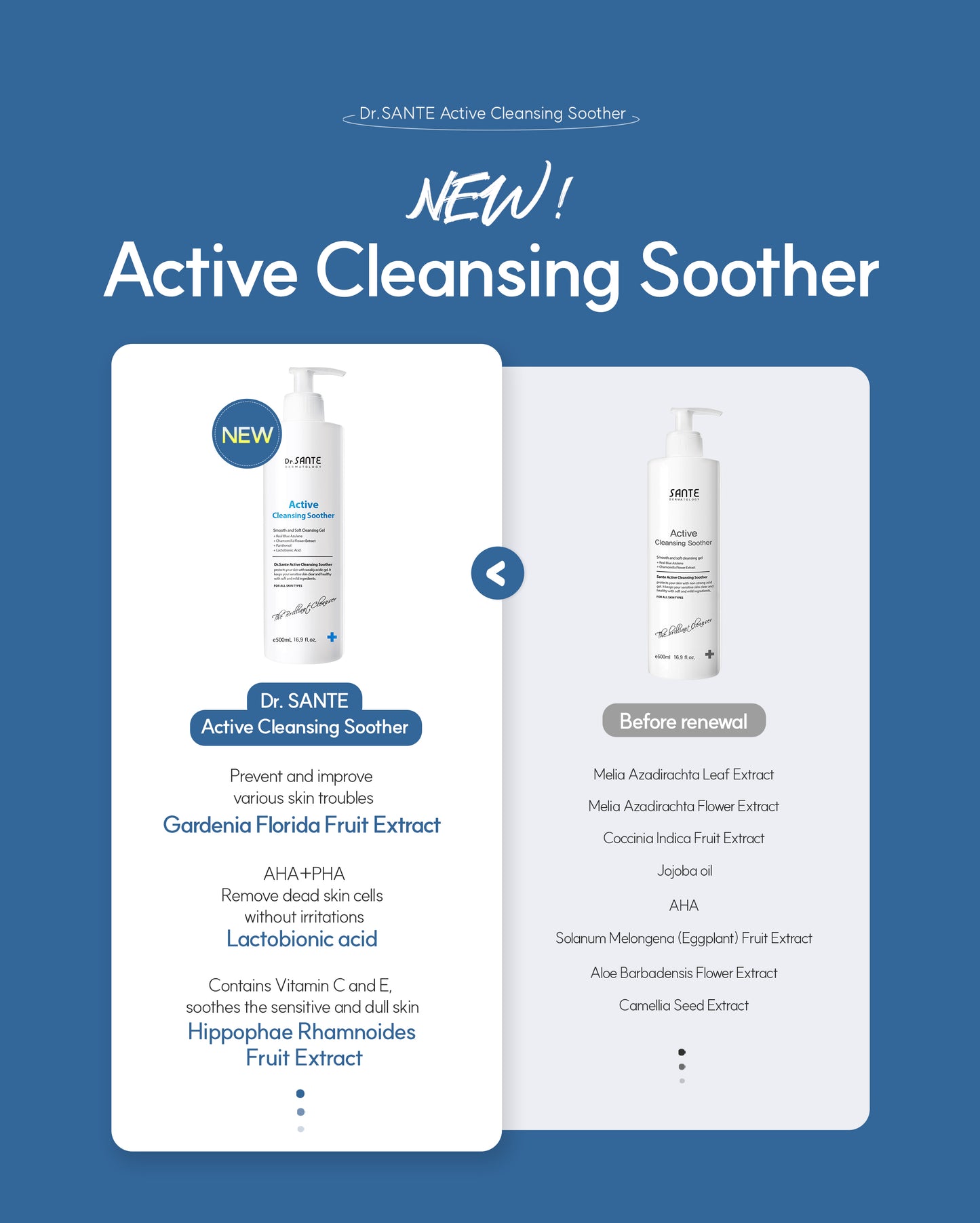 Active Cleansing Soother 200ml (6.76oz) / 500ml (16.9oz)

Gentle pH 5.5 Cleanser for Calm, Hydrated &amp; Balanced Skin

A mildly acidic cleanser (pH 5.5) designed to match the skin’s natural condition, helping maintain optimal moisture balance while minimizing irritation. It gently cleanses while soothing sensitive skin and supporting overall skin recovery.

Formulated with beta-glucan, centella asiatica extract, and chamomile flower extract, this cleanser delivers deep hydration and calming care for dry, 