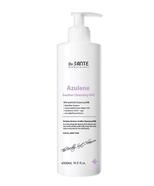 Dr. Sante Azulene Soother Cleansing Milk 500ml (16.9oz)

Gentle pH 5.5 Milk Cleanser for Hydrated &amp; Balanced Skin

A mildly acidic cleansing milk (pH 5.5) that gently removes makeup and sunscreen while maintaining the skin’s natural balance. Leaves skin soft, hydrated, and comfortable after every cleanse.

[Key Features]

✔️ pH 5.5 Mildly Acidic Formula
Supports the skin’s natural balance for healthier-looking skin
✔️ Gentle Yet Effective Cleansing
Removes daily makeup and sunscreen without irritation
✔