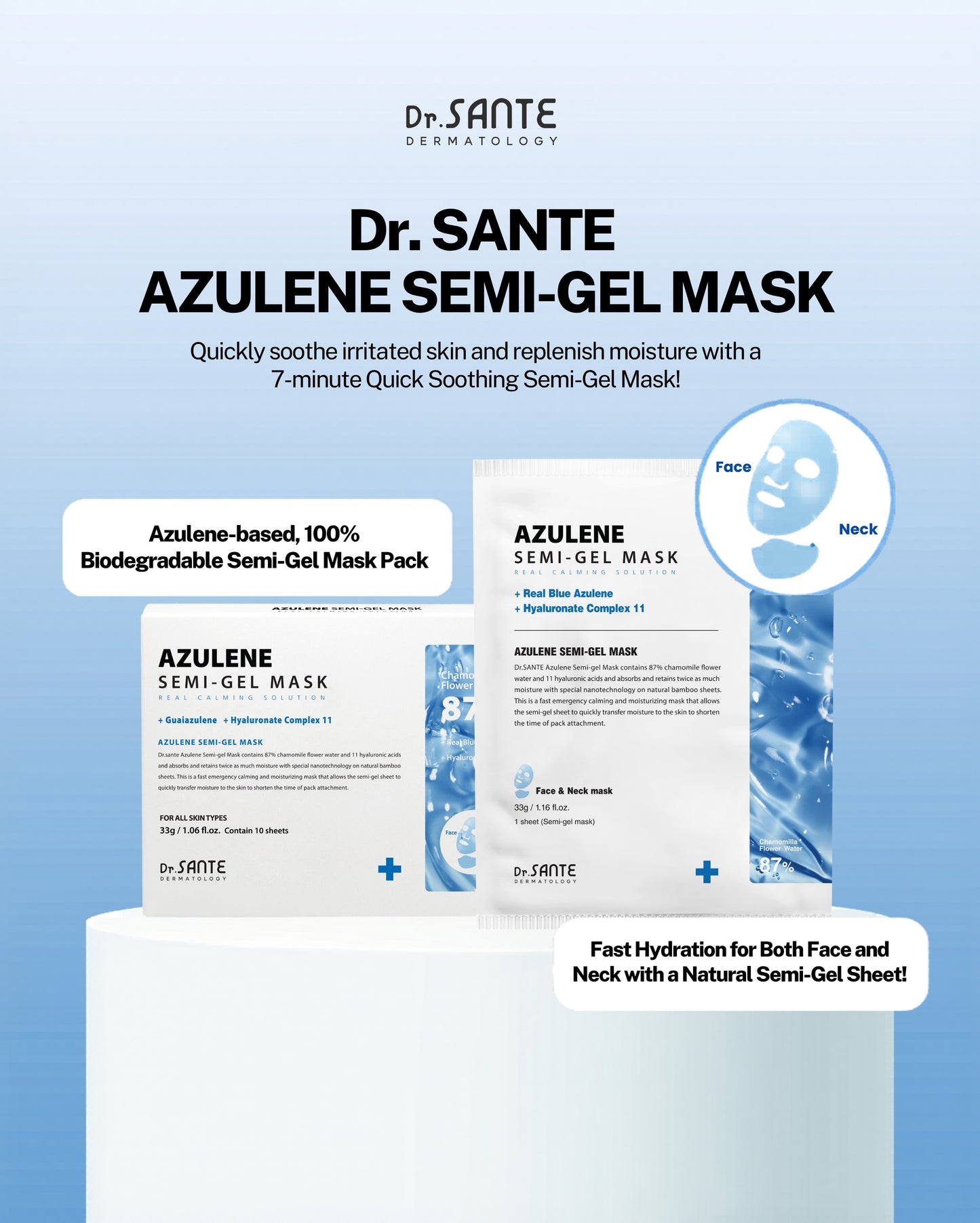 Dr. Sante Azulene Semi-Gel Mask 33g × 10 pcs (1.16oz × 10 pcs)