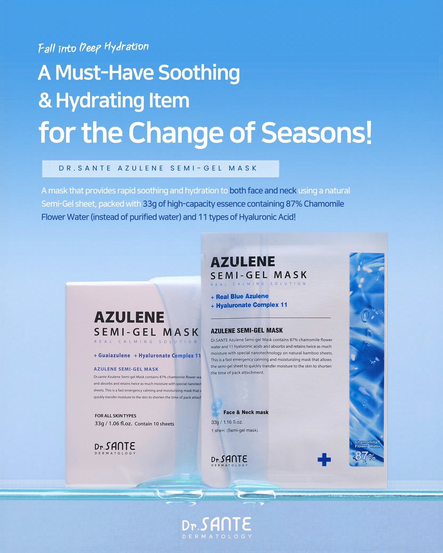Dr. Sante Azulene Semi-Gel Mask 33g × 10 pcs (1.16oz × 10 pcs)