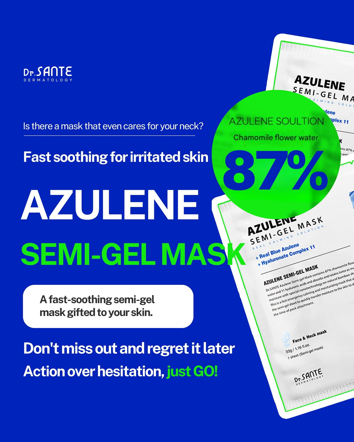 Dr. Sante Azulene Semi-Gel Mask 33g × 10 pcs (1.16oz × 10 pcs)