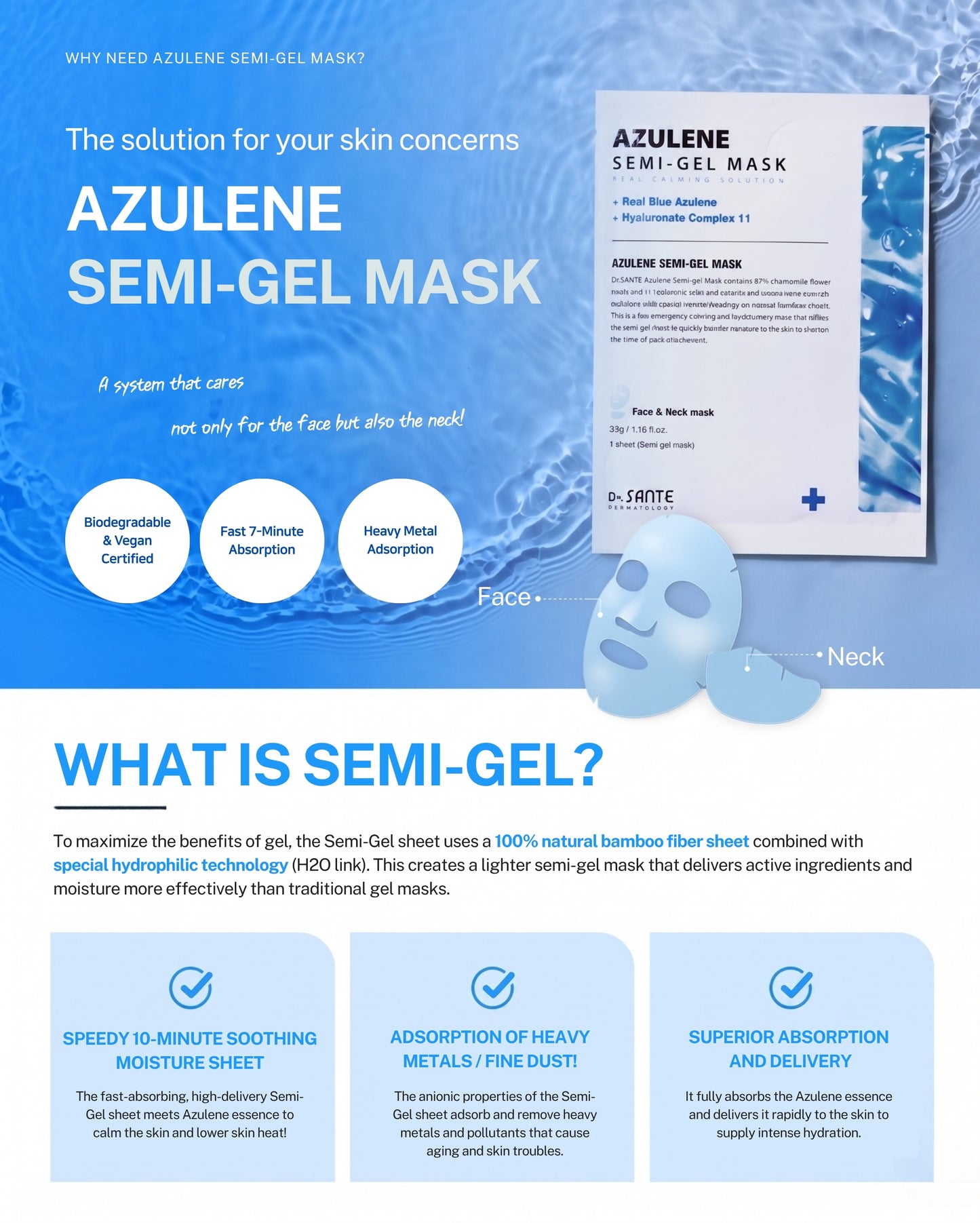 Dr. Sante Azulene Semi-Gel Mask 33g × 10 pcs (1.16oz × 10 pcs)