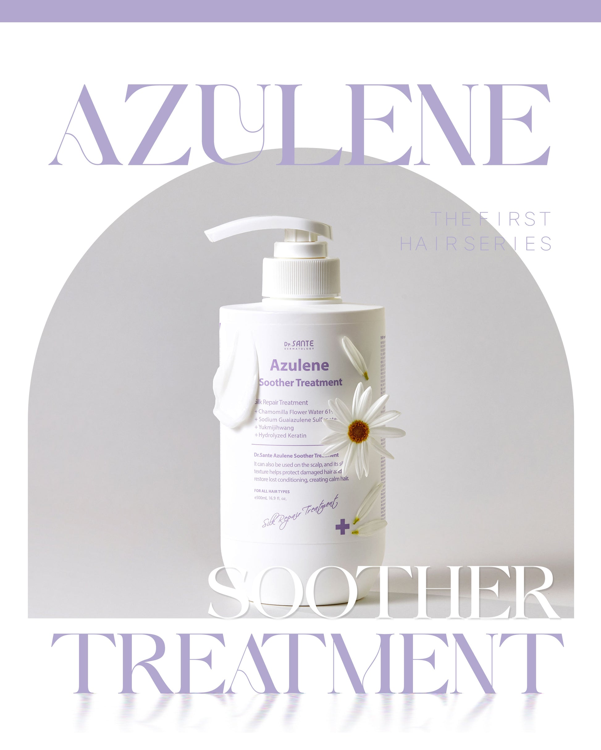 Dr. Sante Azulene Soother Treatment (Conditioner) 500ml /16.9oz

Soothing Scalp &amp; Hair Treatment for Dry, Damaged Hair

A nourishing hair treatment formulated with 61% chamomile flower water and azulene to help soothe sensitive scalp while deeply moisturizing and repairing dry, damaged hair.

Enriched with hydrolyzed proteins, ceramide, botanical oils, and probiotic-derived ingredients, this intensive conditioner helps strengthen weak hair, improve softness, and support healthier-looking scalp and hair 