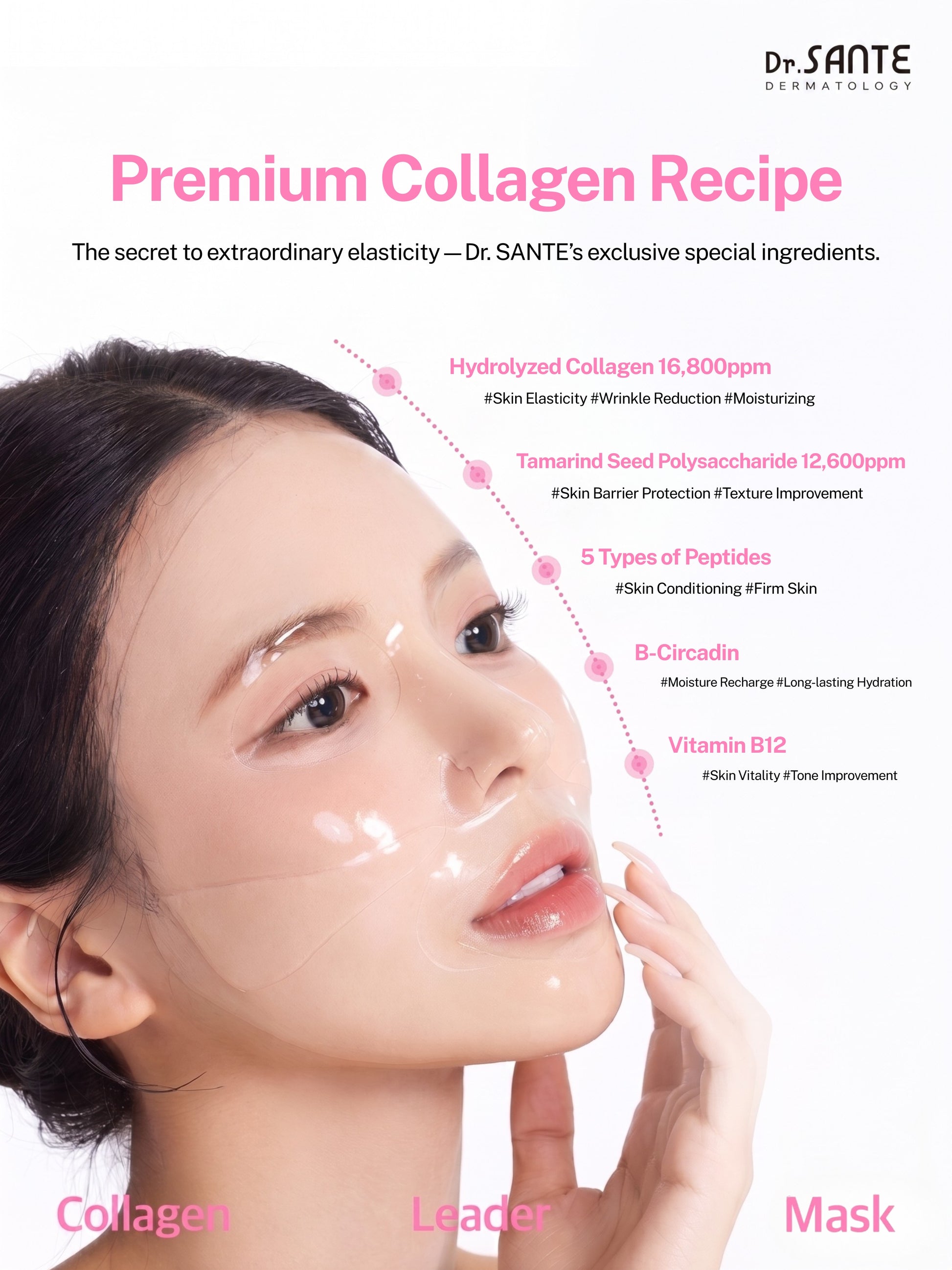 Dr. Sante Collagen Leader Mask 30g × 10 Sheets (1.05oz × 10 Sheets)